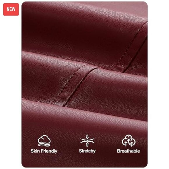 Oversized Faux Leather Motorcycle Jacket, Button Front, Moto Style - Picture 7 of 7